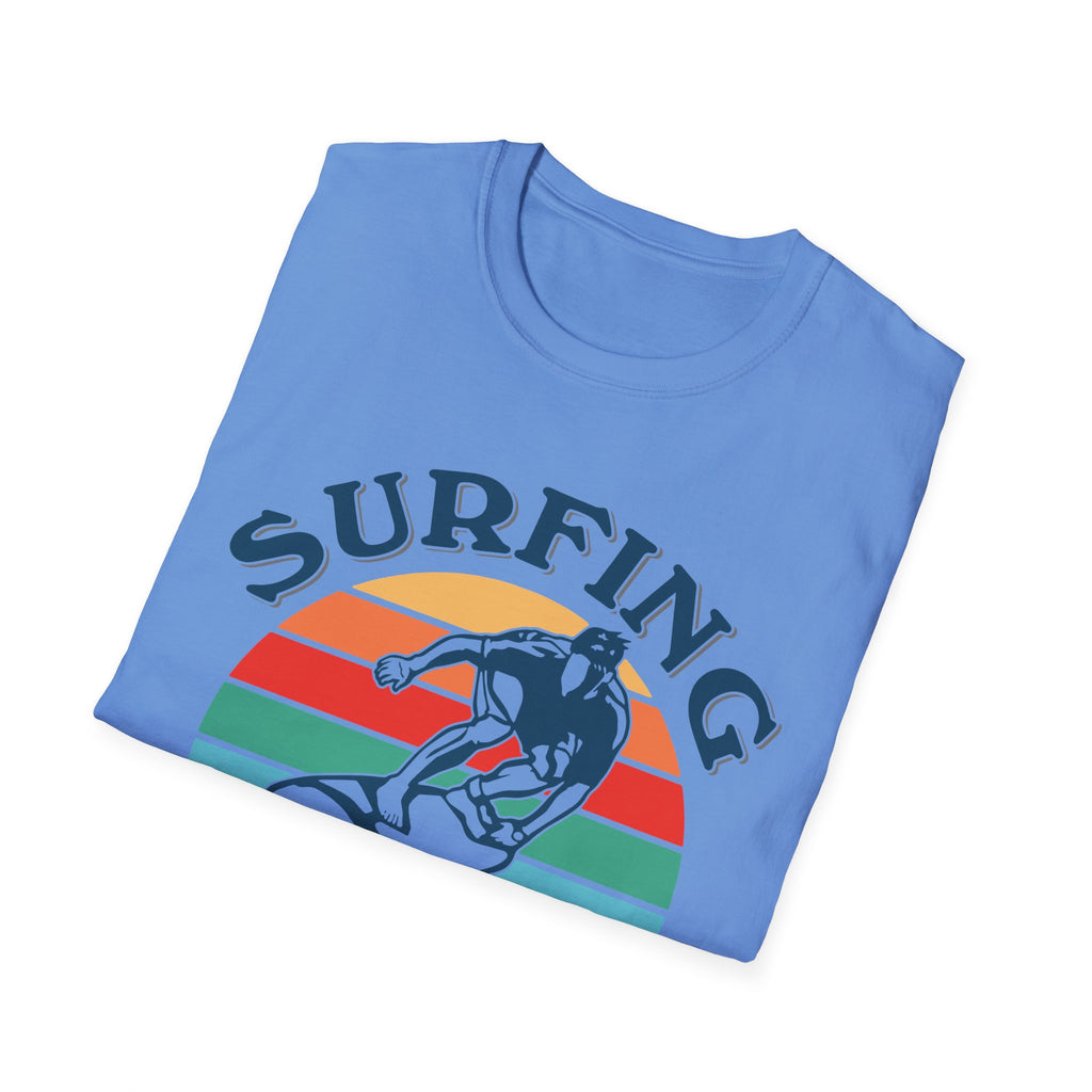 Surfing Makes Me Happy T-Shirt | Retro Sunset Surfer Graphic
