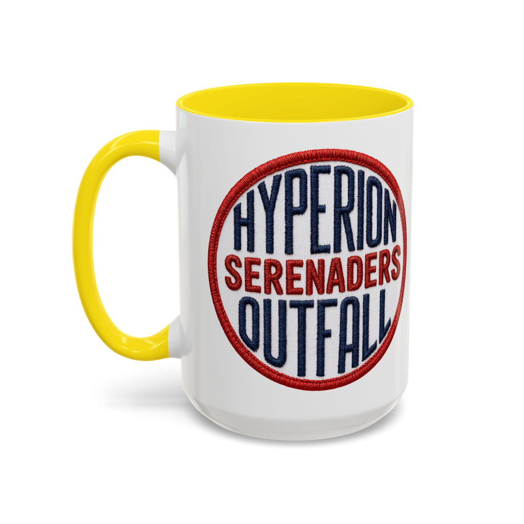 Accent Coffee Mug — "Hyperion Serenaders Outfall" Retro Patch Ceramic Mug (11/15oz)