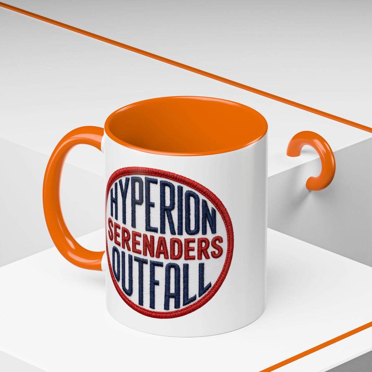 Accent Coffee Mug — "Hyperion Serenaders Outfall" Retro Patch Ceramic Mug (11/15oz)