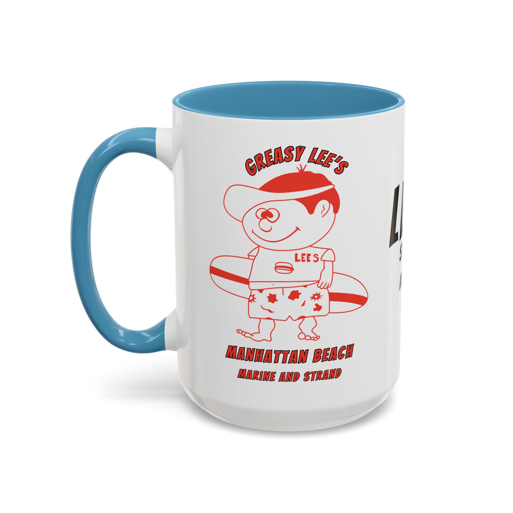 Greasy Lee's Surfer Logo Mug | Marine and Strand Manhattan Beach Old School  Accent Coffee Mug 11oz 15oz