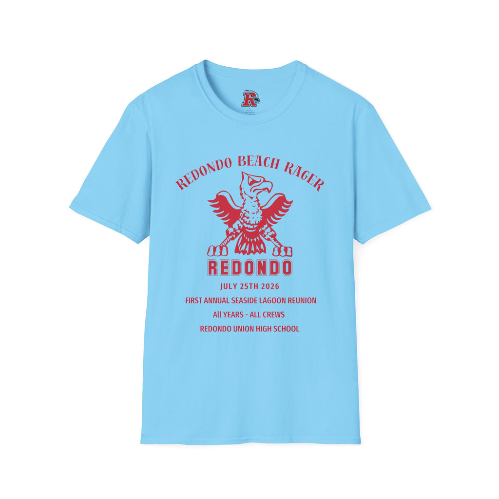 Redondo Beach Rager T-Shirt — Vintage School Spirit Graphic Tee - First Annual All Class Reunion 7-25-26 at Seaside Lagoon Redondo Beach