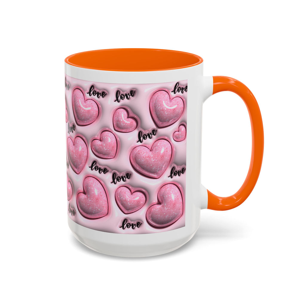 Pink Heart Pattern love Mug | Accent Coffee Mug 11oz 15oz