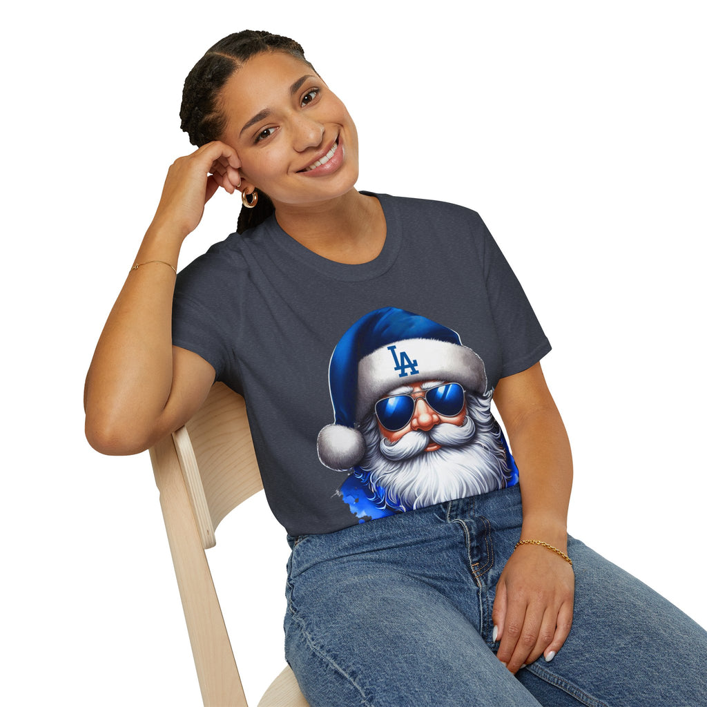 LA Dodgers Blue Santa T-Shirt — Cool Sunglasses Holiday Tee