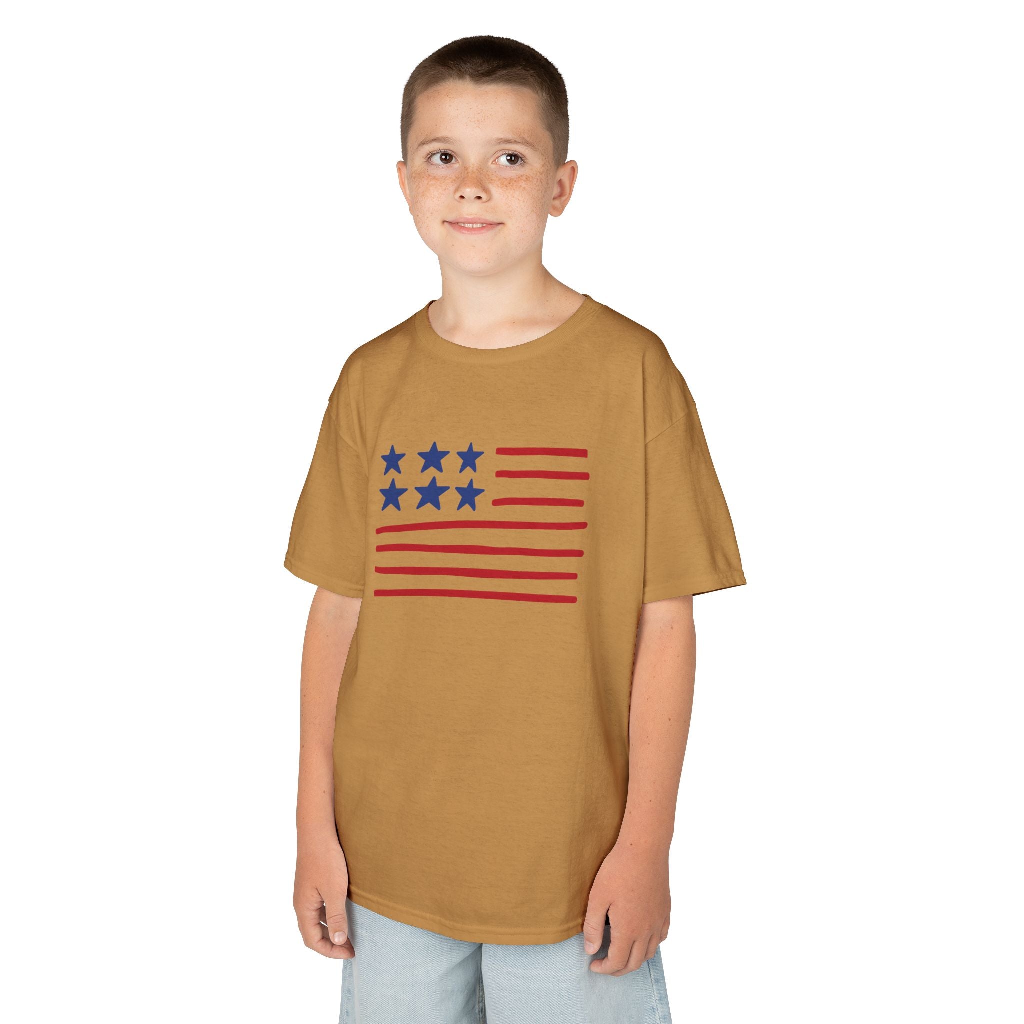 Stars and Stripes  Kids American Flag T-Shirt — Red & Blue Stars Stripe Patriotic Tee