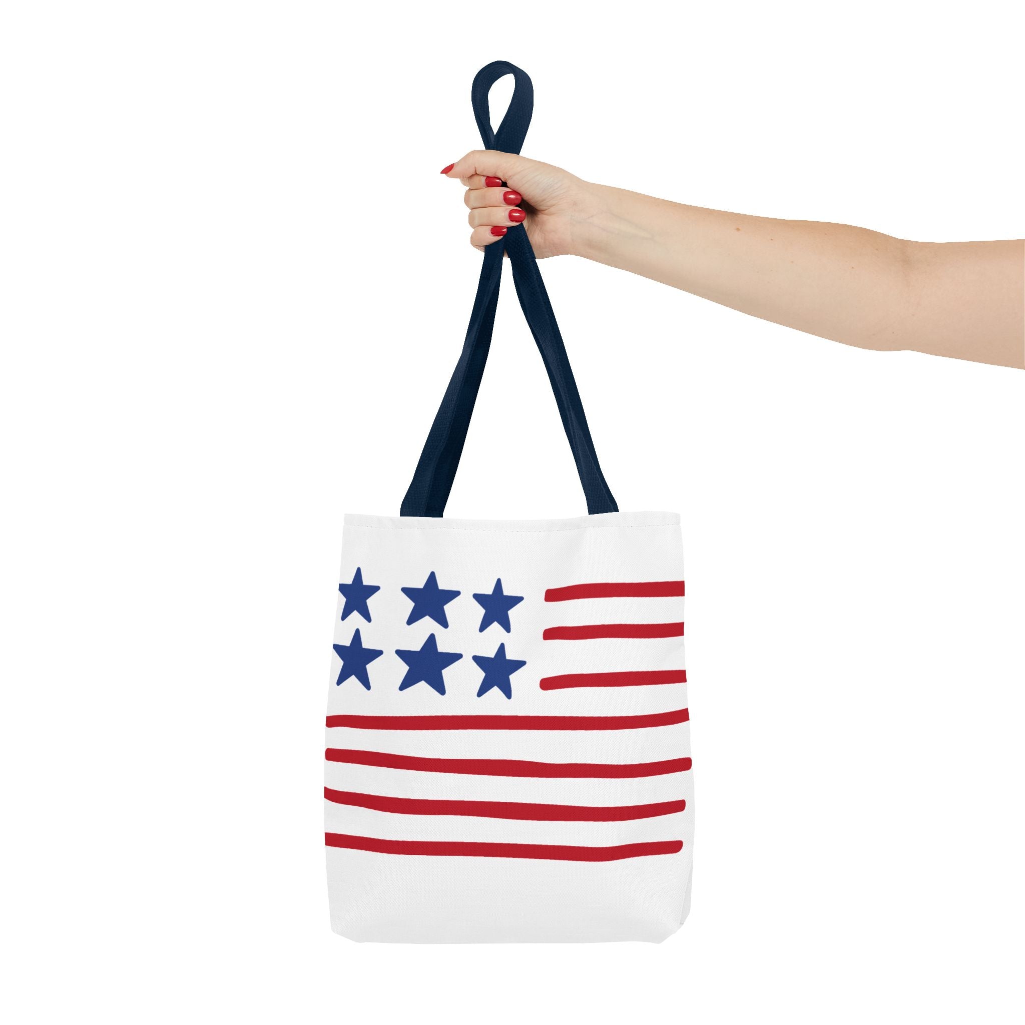 American Flag Stars & Stripes Tote Bag — Patriotic Canvas Beach Grocery Bag