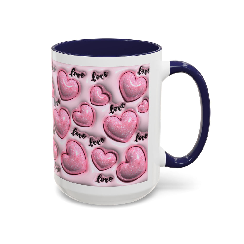 Pink Heart Pattern love Mug | Accent Coffee Mug 11oz 15oz