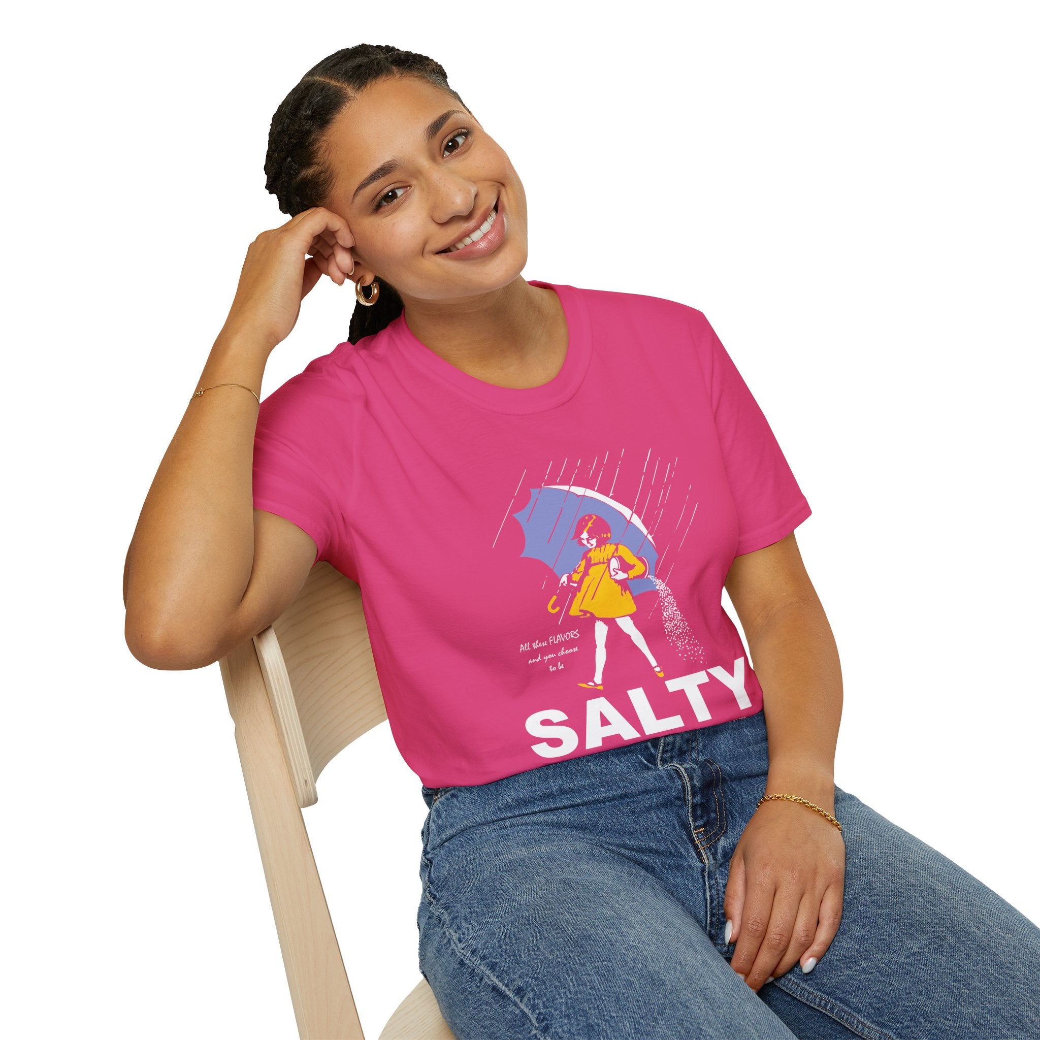 Salty Rainy Day Graphic T-Shirt — Girl with Umbrella Illustration