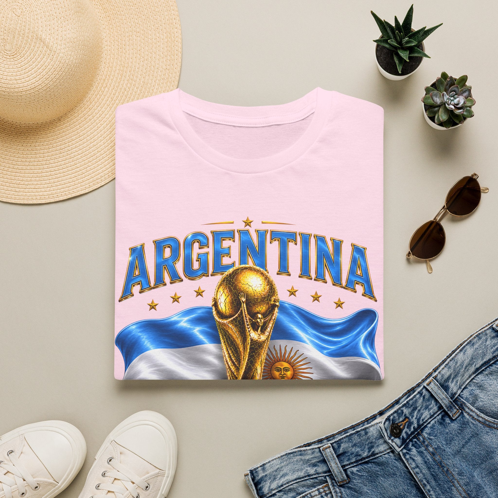 Argentina 2026 World Cup T-Shirt — Golden Trophy & Flag Soccer Fan Tee