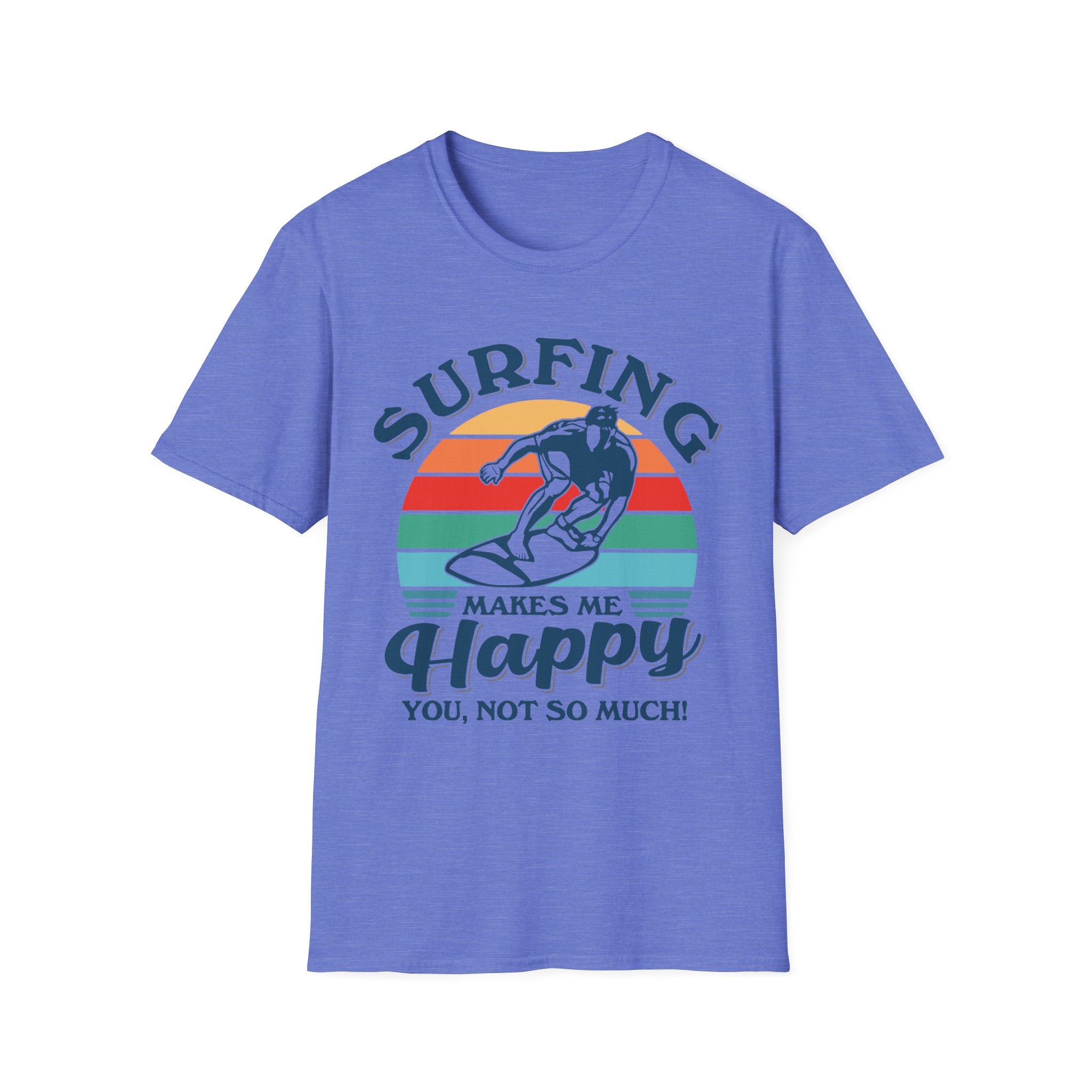 Surfing Makes Me Happy T-Shirt | Retro Sunset Surfer Graphic