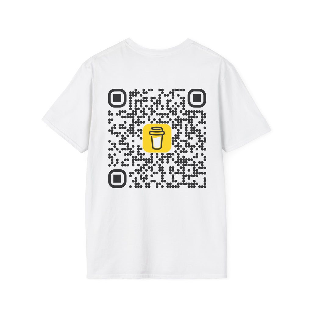 QR Code Coffee Cup T‑Shirt — Scan-to-Order Cafe Tee
