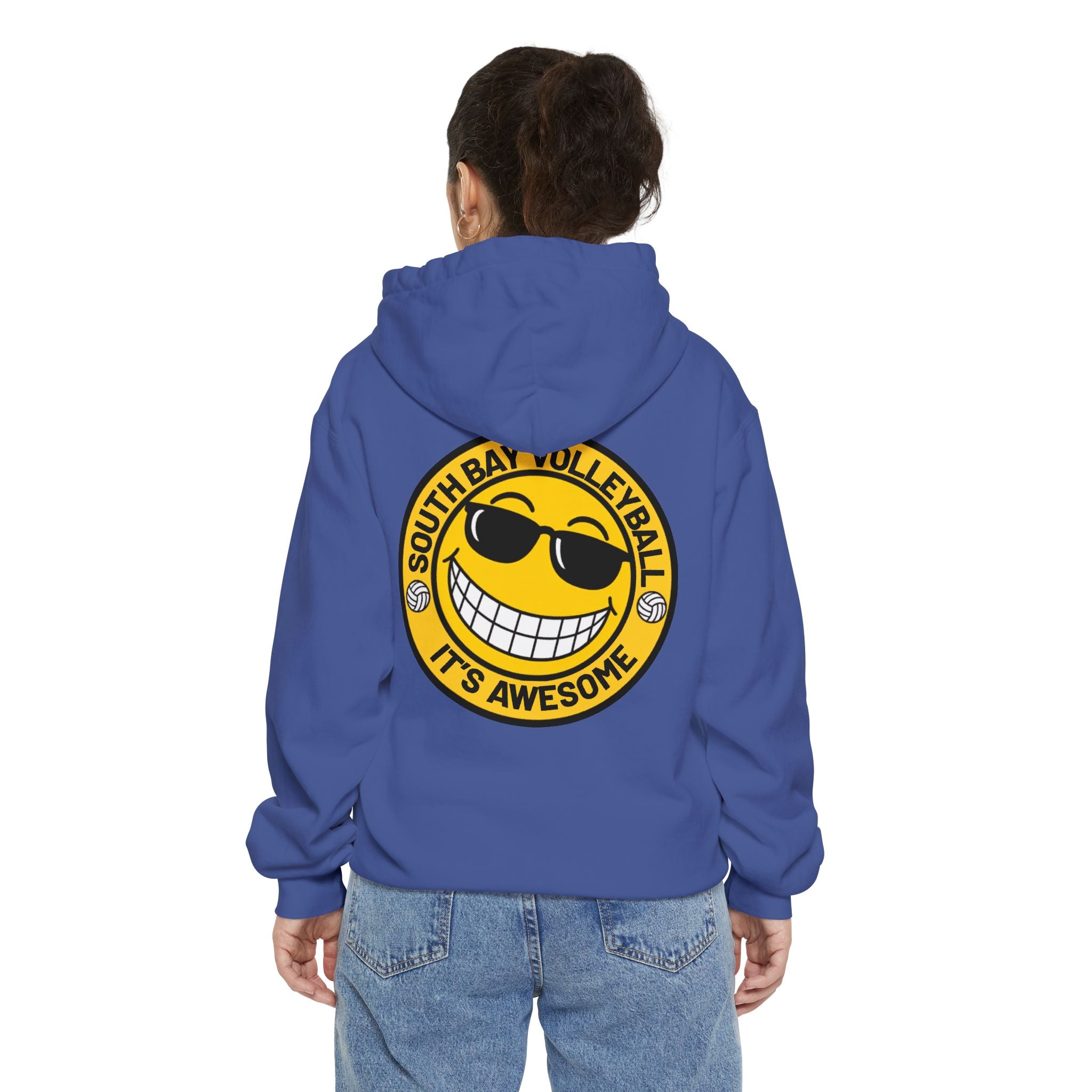 Volleyball Smiley Hoodie — "South Bay Volleyball It's Awesome" Crewneck