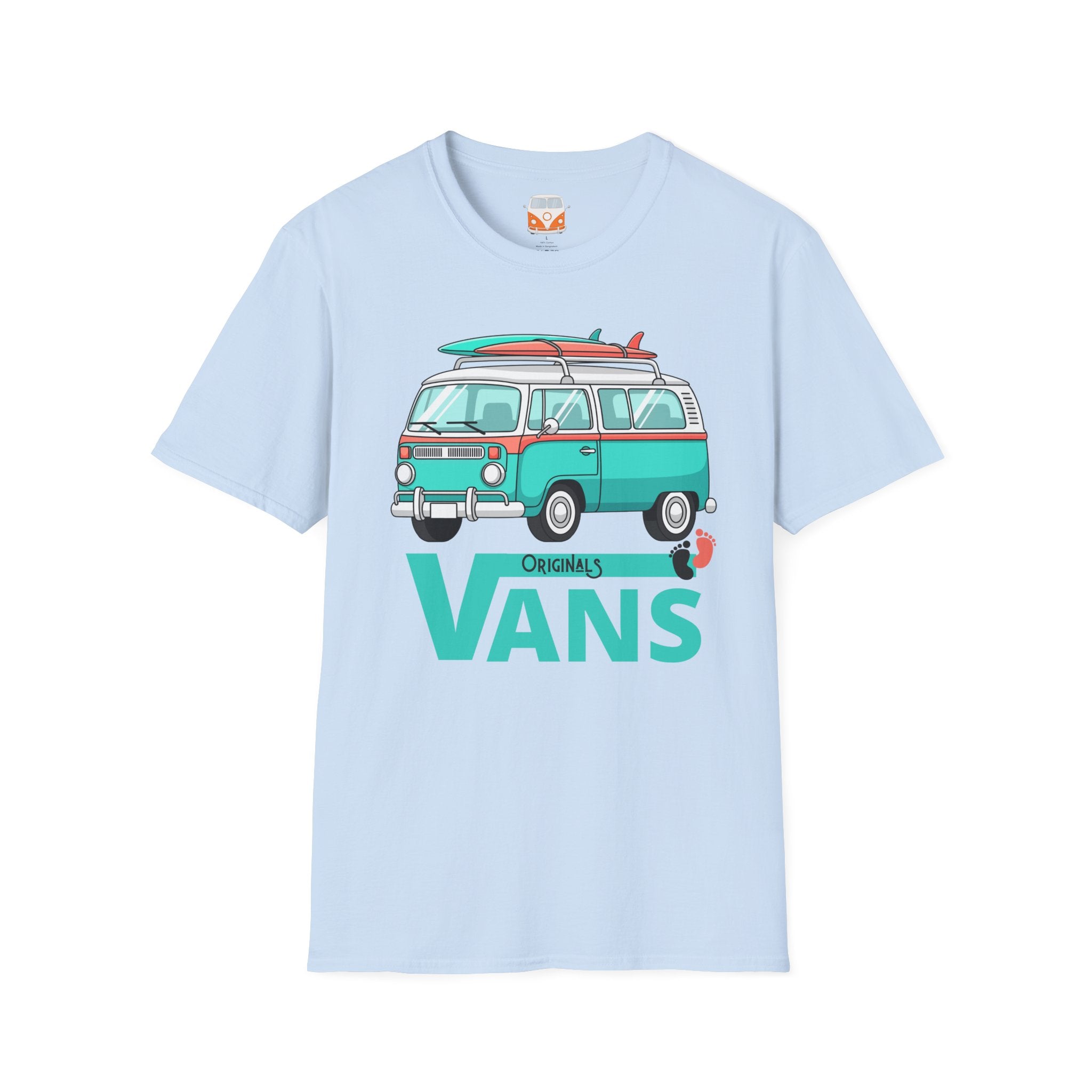 Retro Surf VW Van T-Shirt | Vintage Camper Bus Beach Tee Original Bare Feet