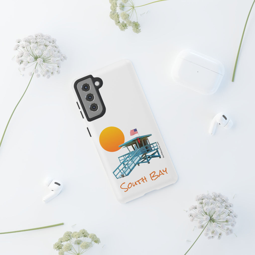South Bay Lifeguard Stand with American Flag Tough Phone Cases
