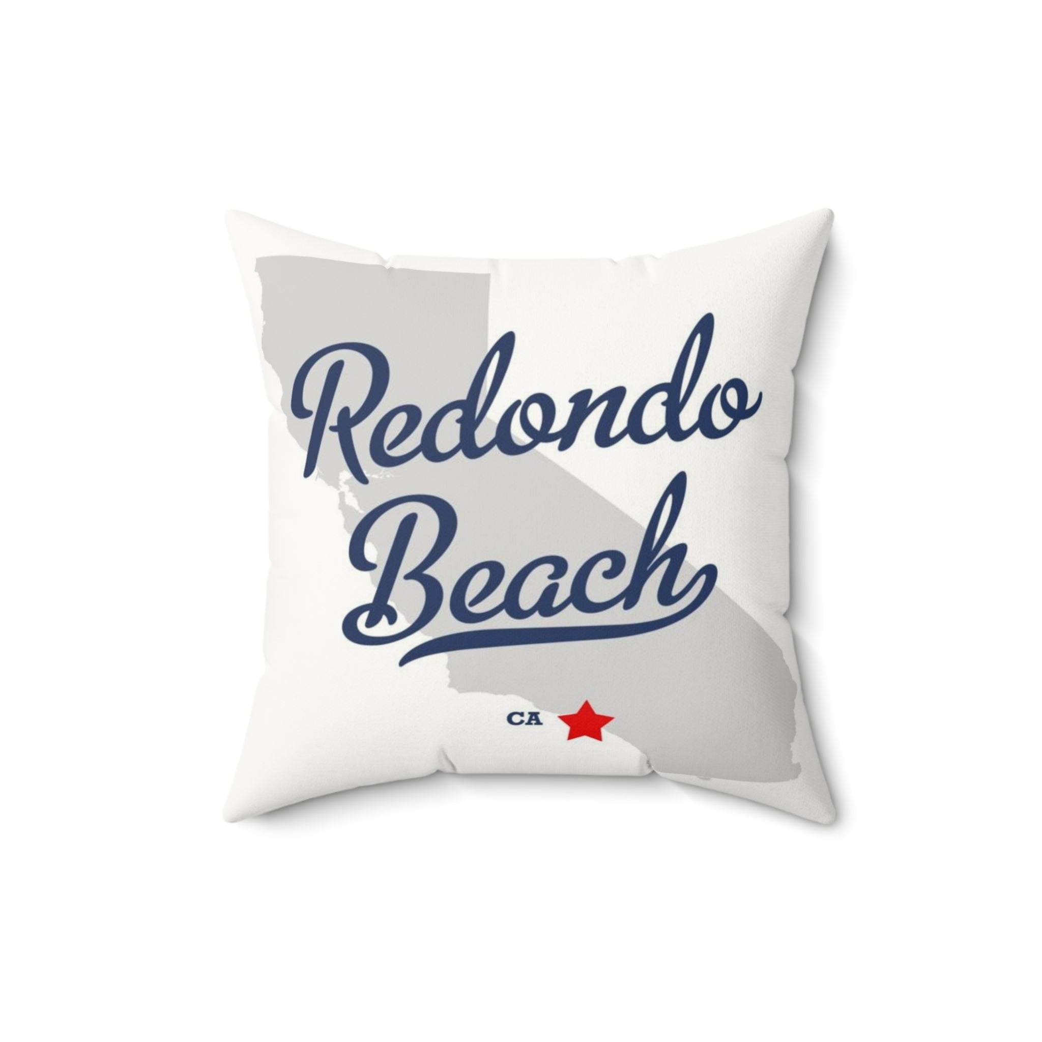 Redondo Beach California Map - Faux Suede Square Pillow