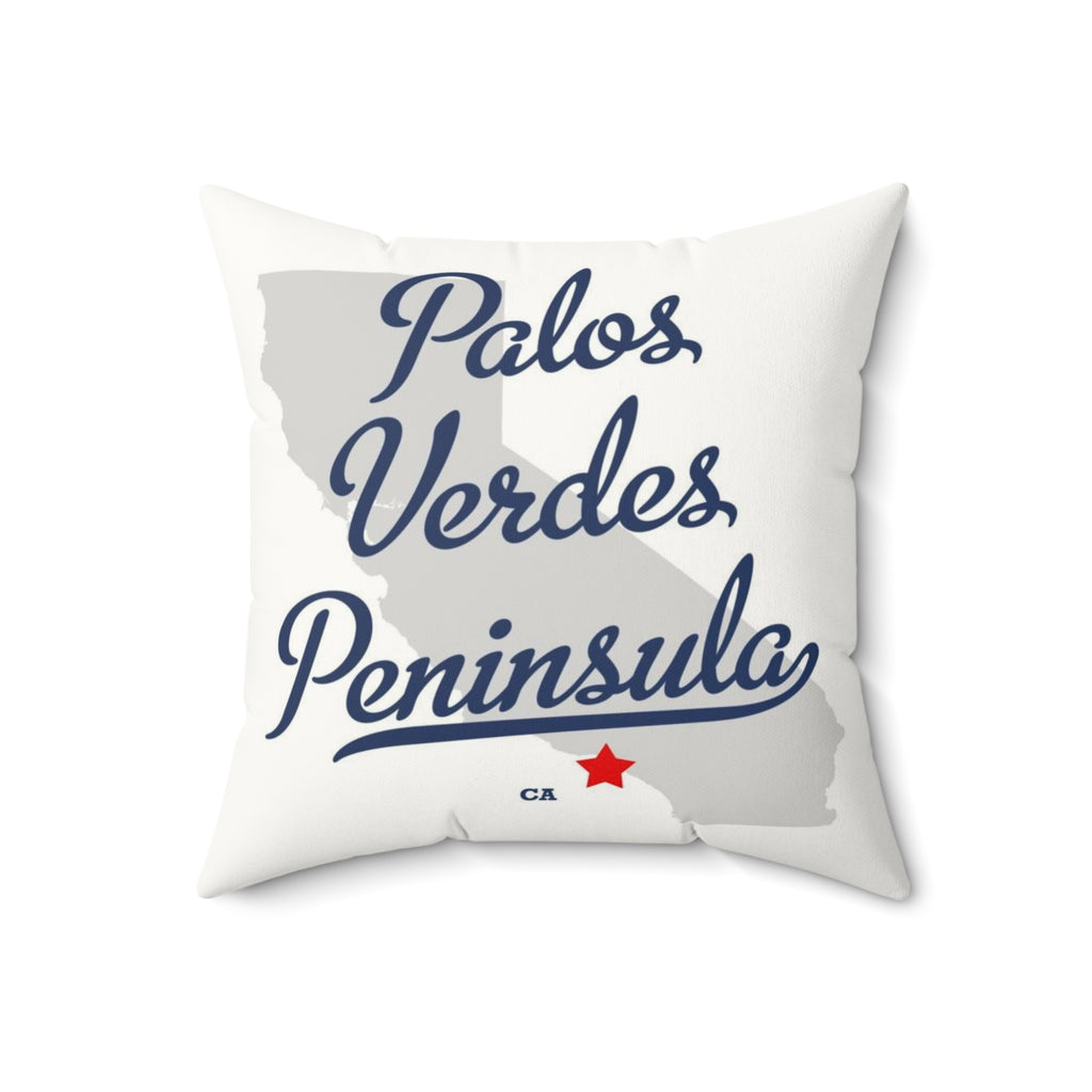 Palos Verdes Peninsula California Map - Faux Suede Square Pillow