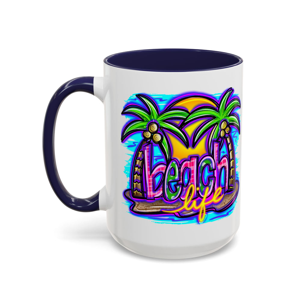 Beach Life Coffee Mug — Tropical Palm Sunset Accent Mug (11/15oz)