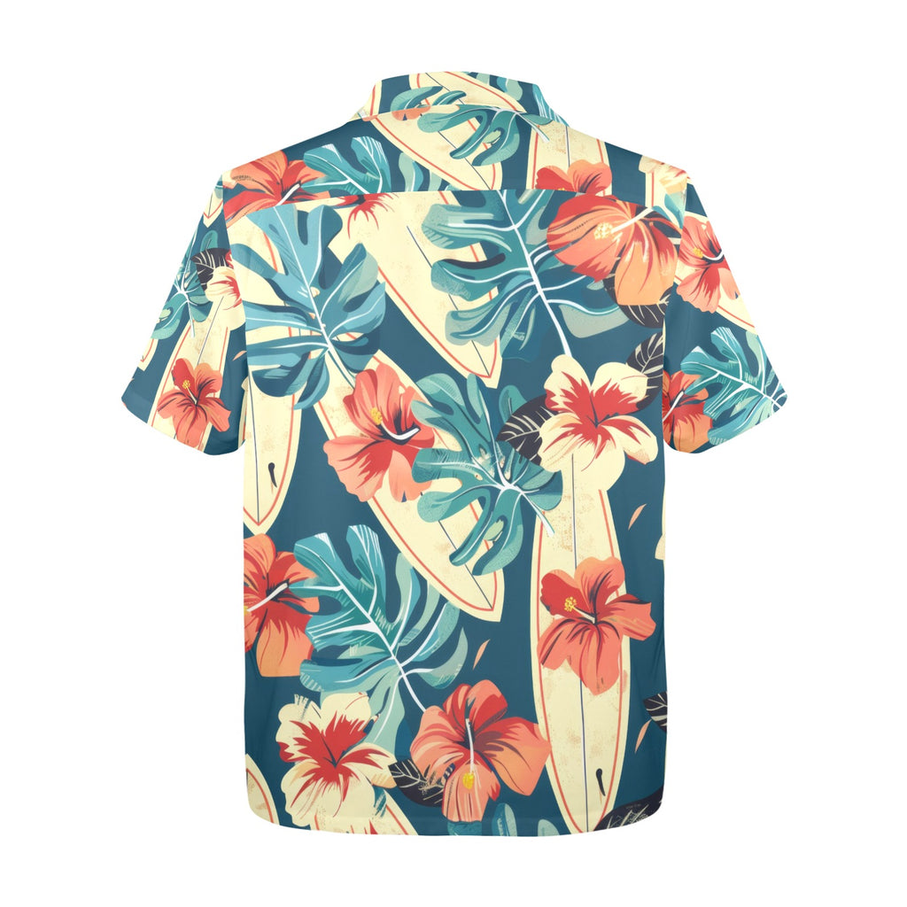 Retro Surfer Men's All Over Print Hawaiian Shirt Made In USA Ships to USA Only