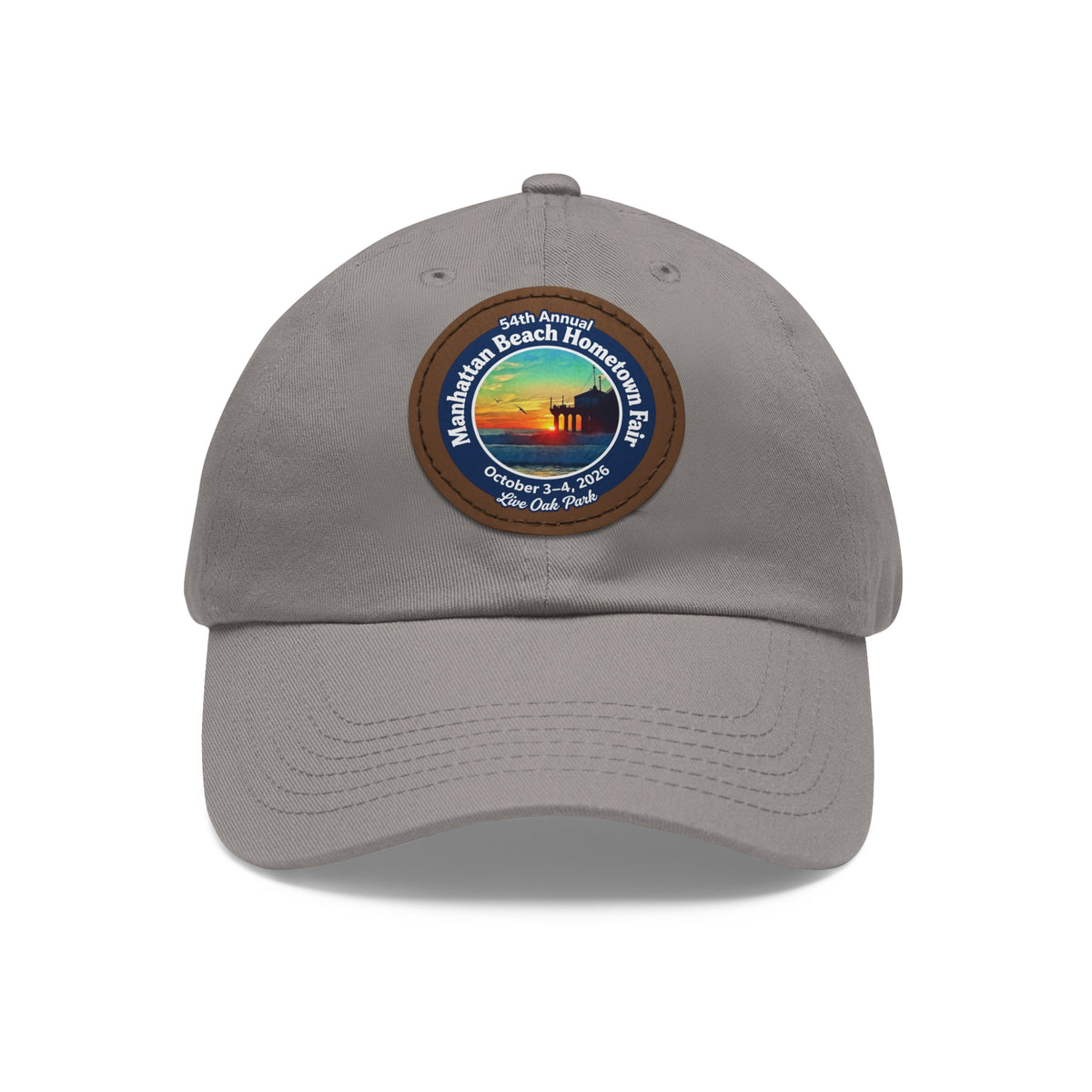 Manhattan Beach Hometown Fair 2026  Beach  Live Oak Park Annual Festival Round Leather Patch Hat