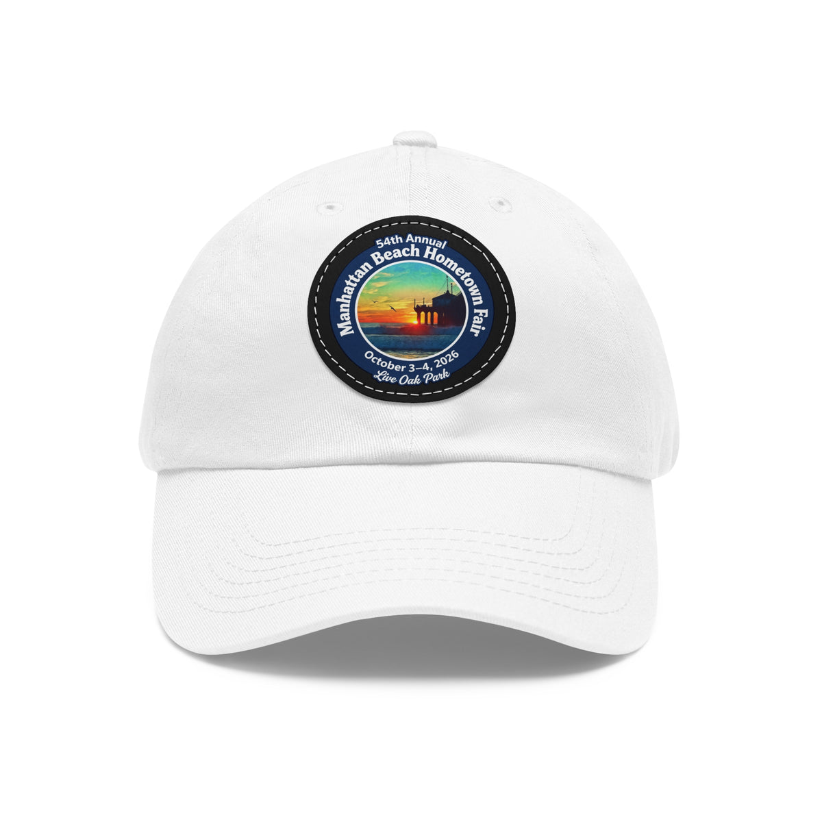 Manhattan Beach Hometown Fair 2026  Beach  Live Oak Park Annual Festival Round Leather Patch Hat