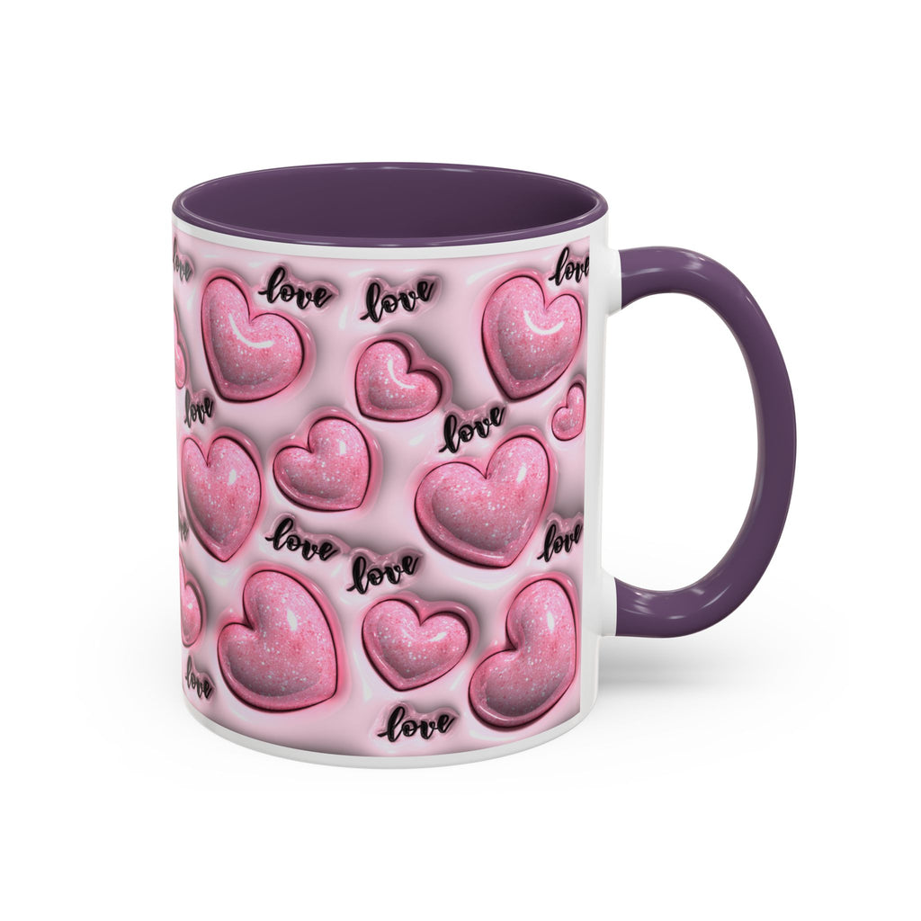 Pink Heart Pattern love Mug | Accent Coffee Mug 11oz 15oz