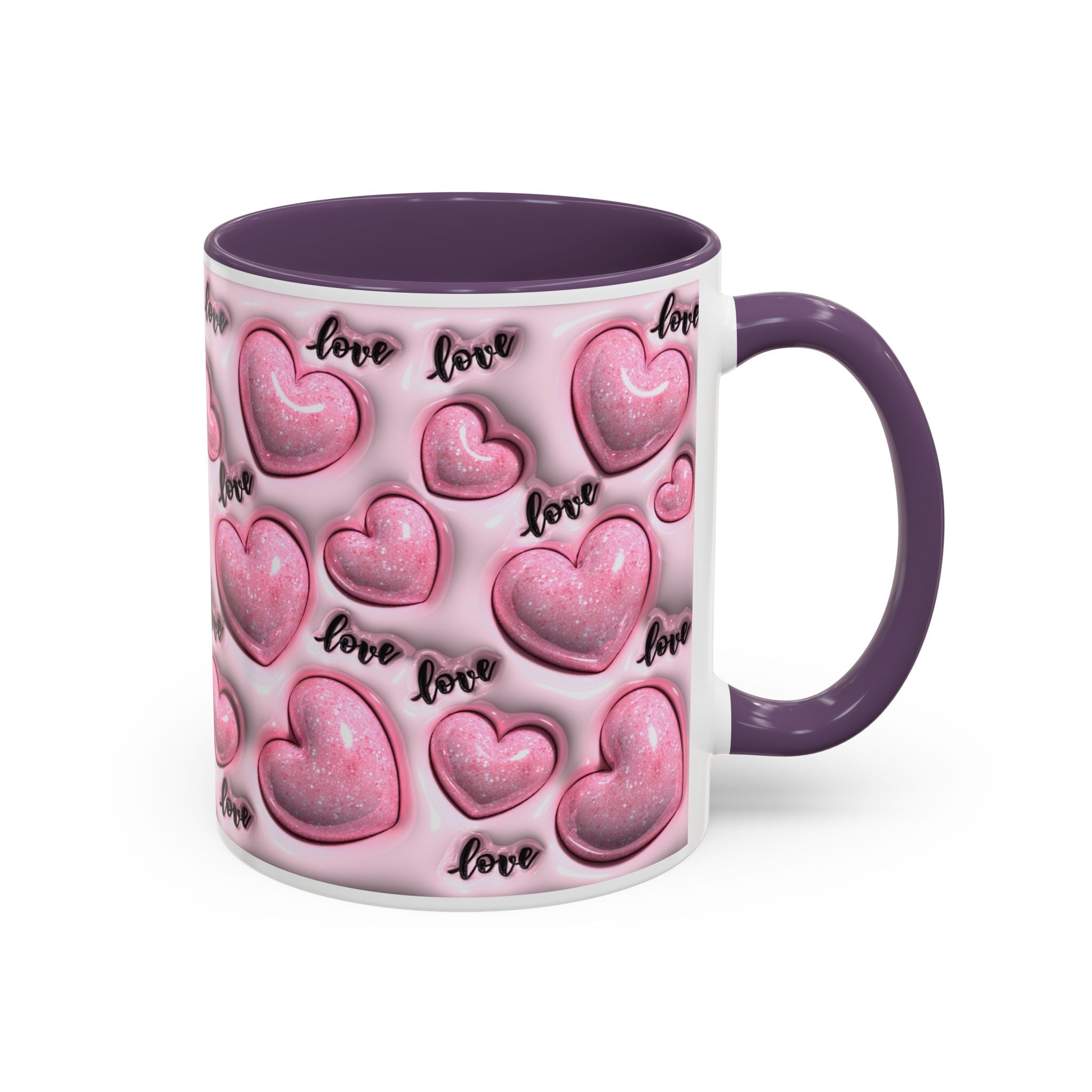 Pink Heart Pattern love Mug | Accent Coffee Mug 11oz 15oz