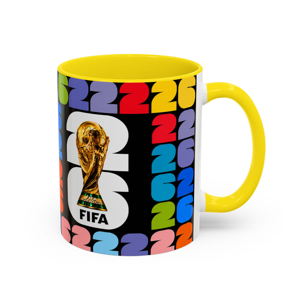 2026 World Cup Accent Coffee Mug – Colorful FIFA Trophy Design (11/15oz)