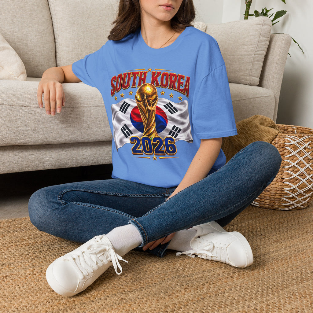 South Korea 2026 Soccer World Cup T-Shirt — Korean Flag & Trophy Football Fan Tee