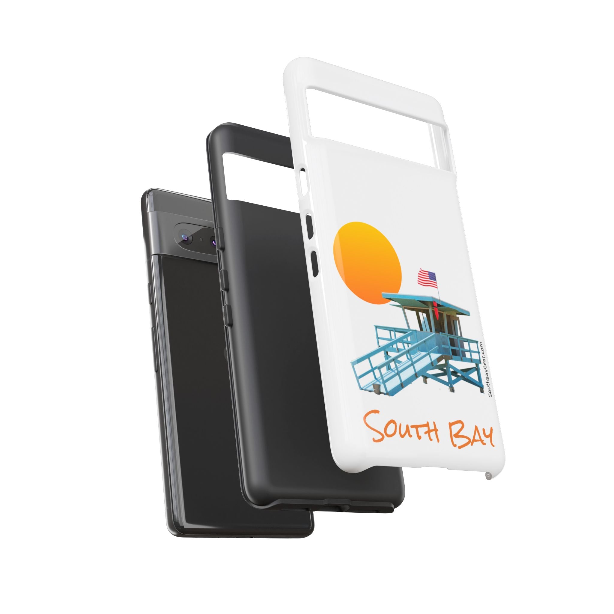South Bay Lifeguard Stand with American Flag Tough Phone Cases