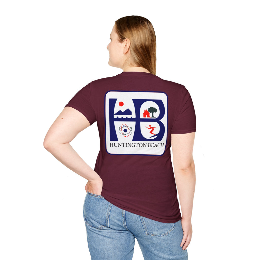 Huntington Beach Retro Logo T-Shirt — HB Surf & Sunset Tee (printed 3 side)