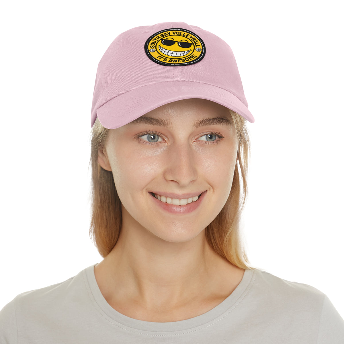 Volleyball Smiley Mom and Dad Hat — "South Bay Volleyball: It’s Awesome" Leather Patch