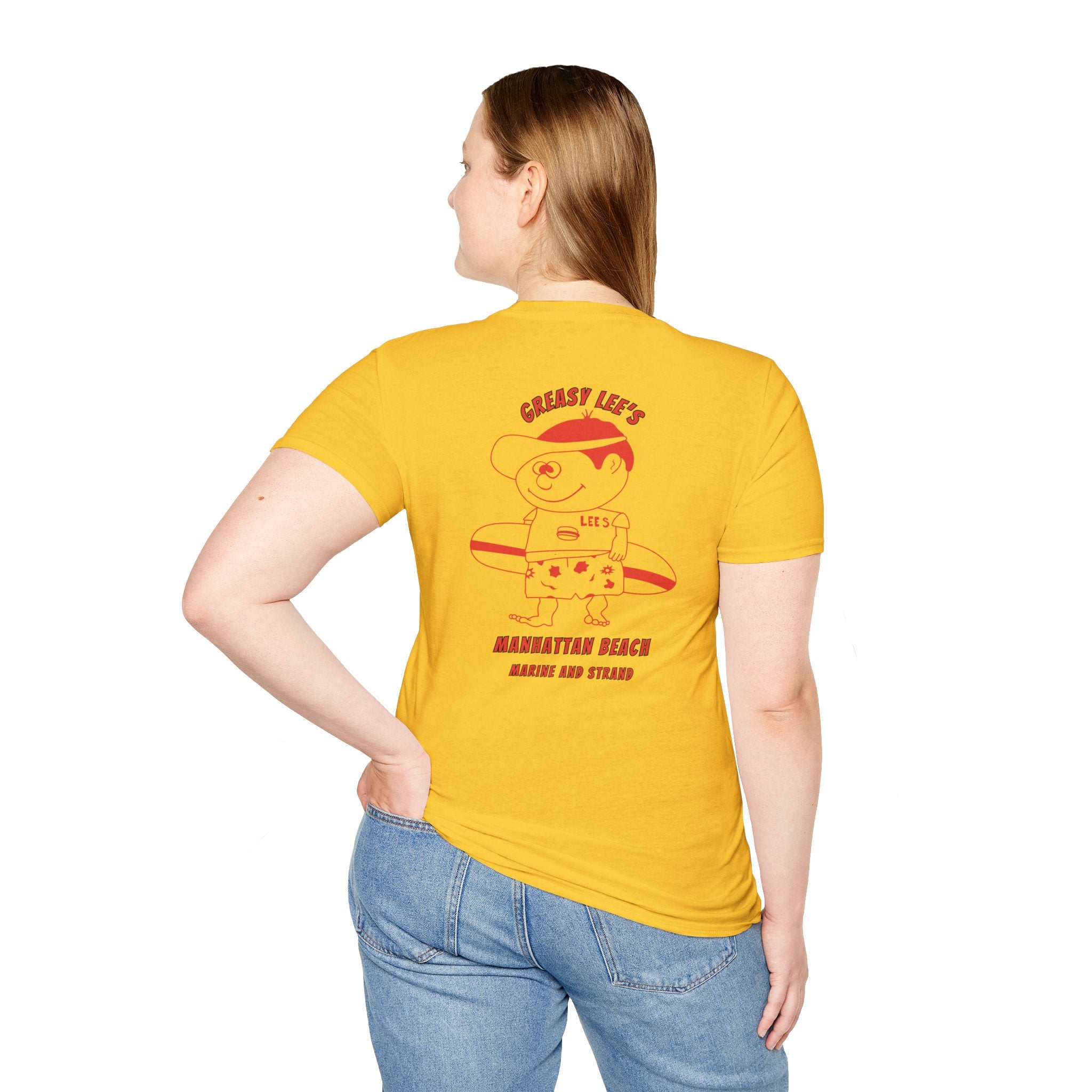 Greasy Lee's Manhattan Beach Old School T-Shirt | Marine and Strand Manhattan Beach Vintage Surf Design