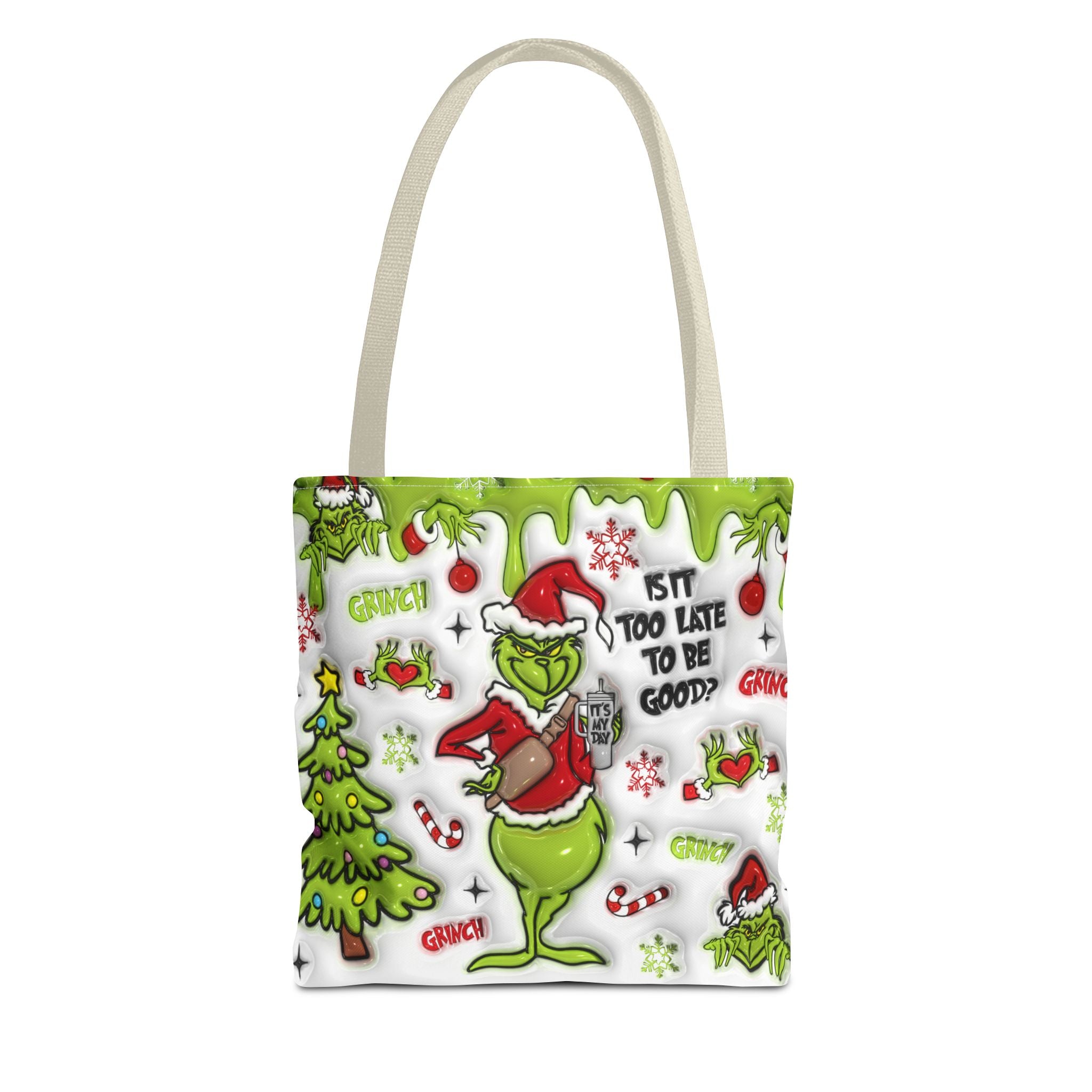 Christmas Tote Bag, Holiday Shopping Bag, Grinch Gift, Festive Reusable Bag, Cute Winter Accessory