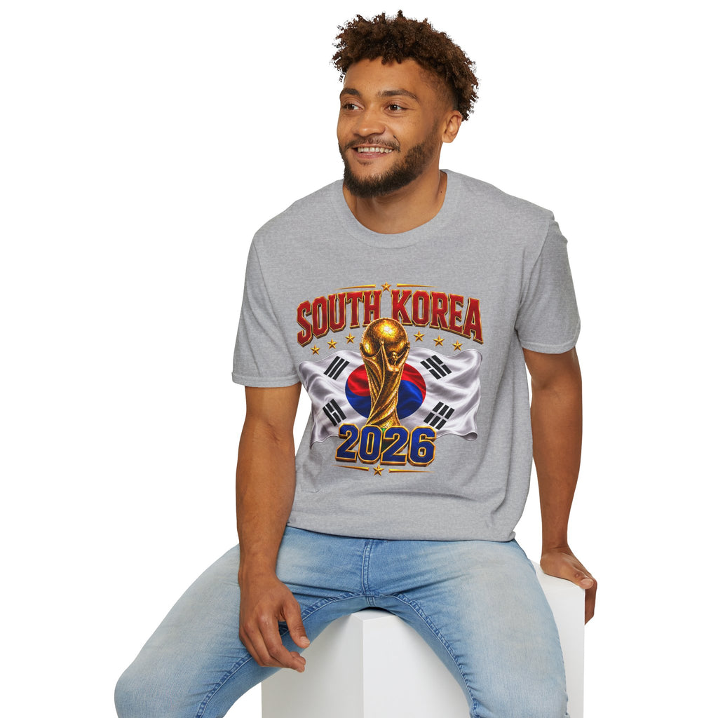 South Korea 2026 Soccer World Cup T-Shirt — Korean Flag & Trophy Football Fan Tee