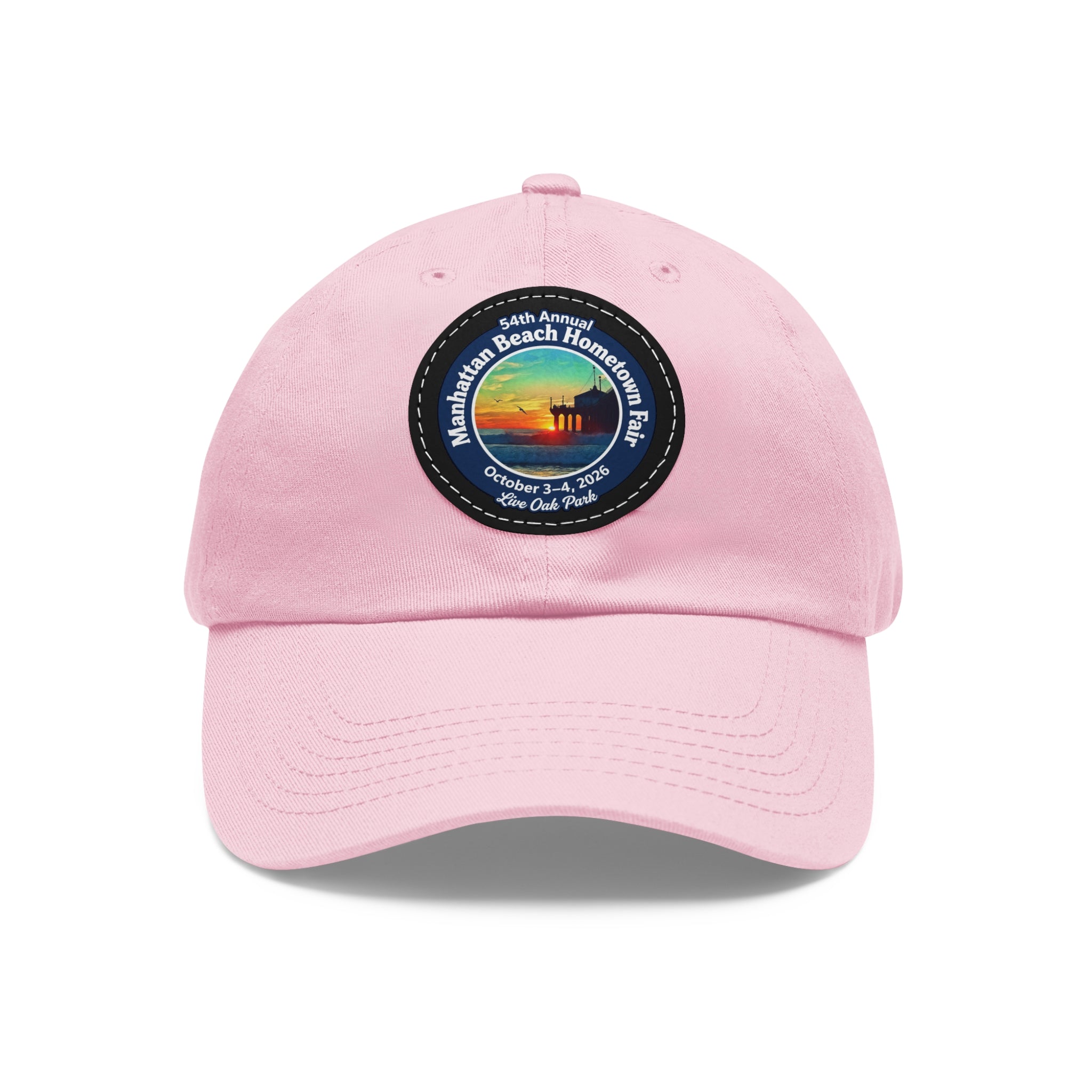 Manhattan Beach Hometown Fair 2026  Beach  Live Oak Park Annual Festival Round Leather Patch Hat