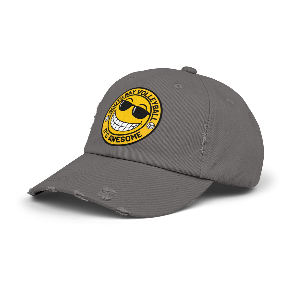 Distressed Volleyball Cap - "South Bay Volleyball It's Awesome" Smiley Logo