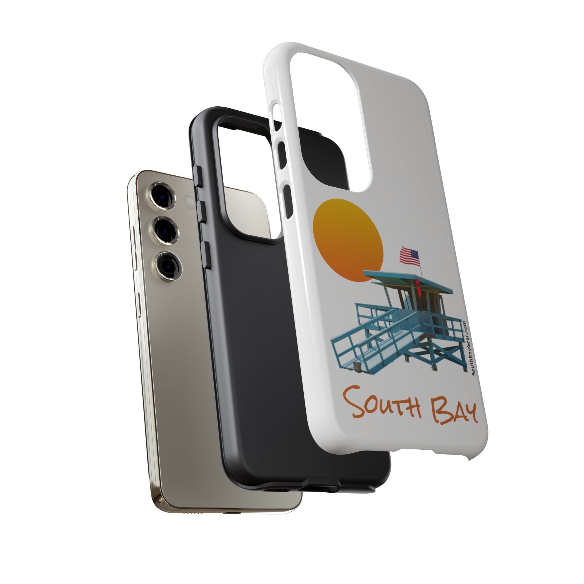 South Bay Lifeguard Stand with American Flag Tough Phone Cases