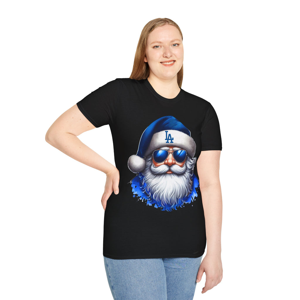 LA Dodgers Blue Santa T-Shirt — Cool Sunglasses Holiday Tee