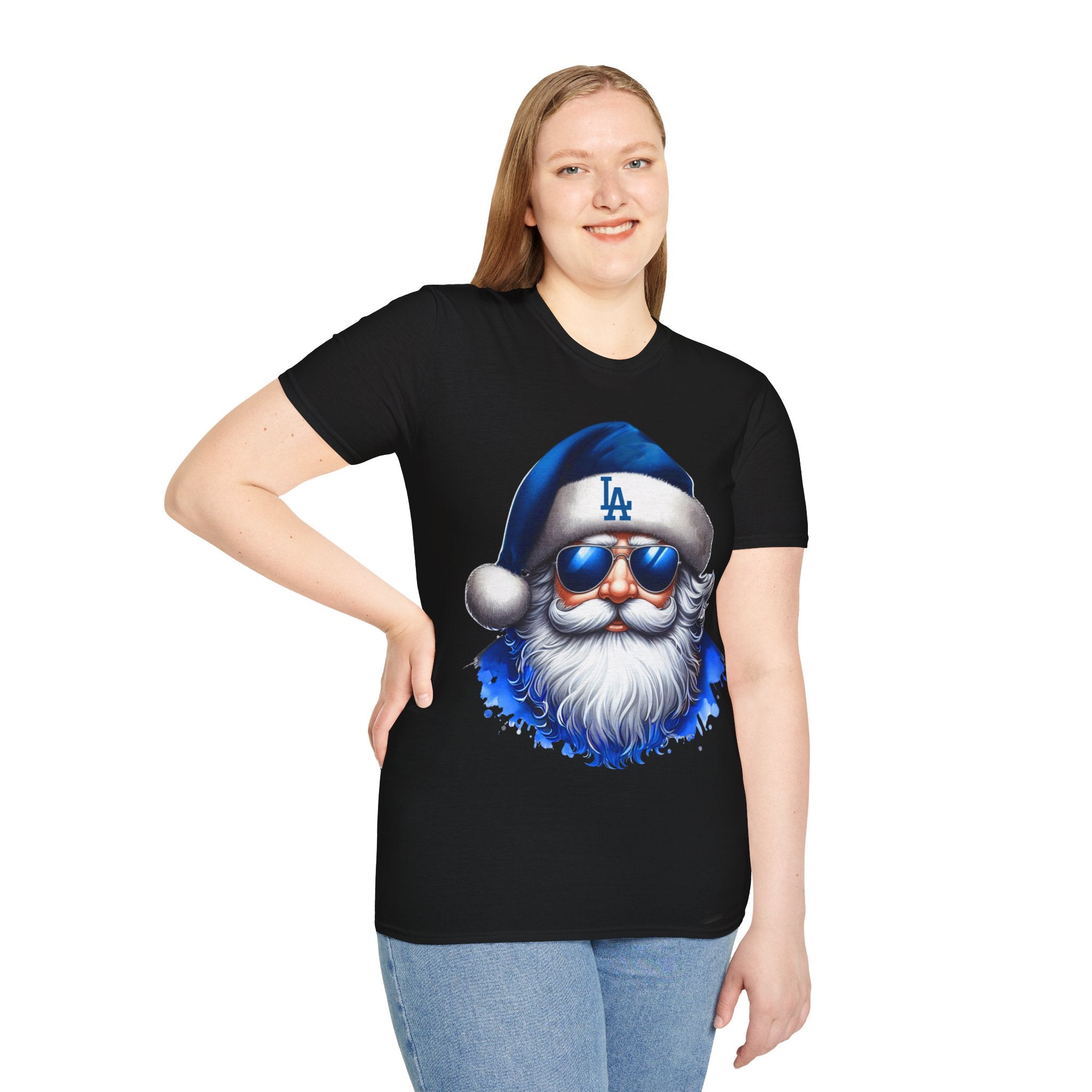 LA Dodgers Blue Santa T-Shirt — Cool Sunglasses Holiday Tee