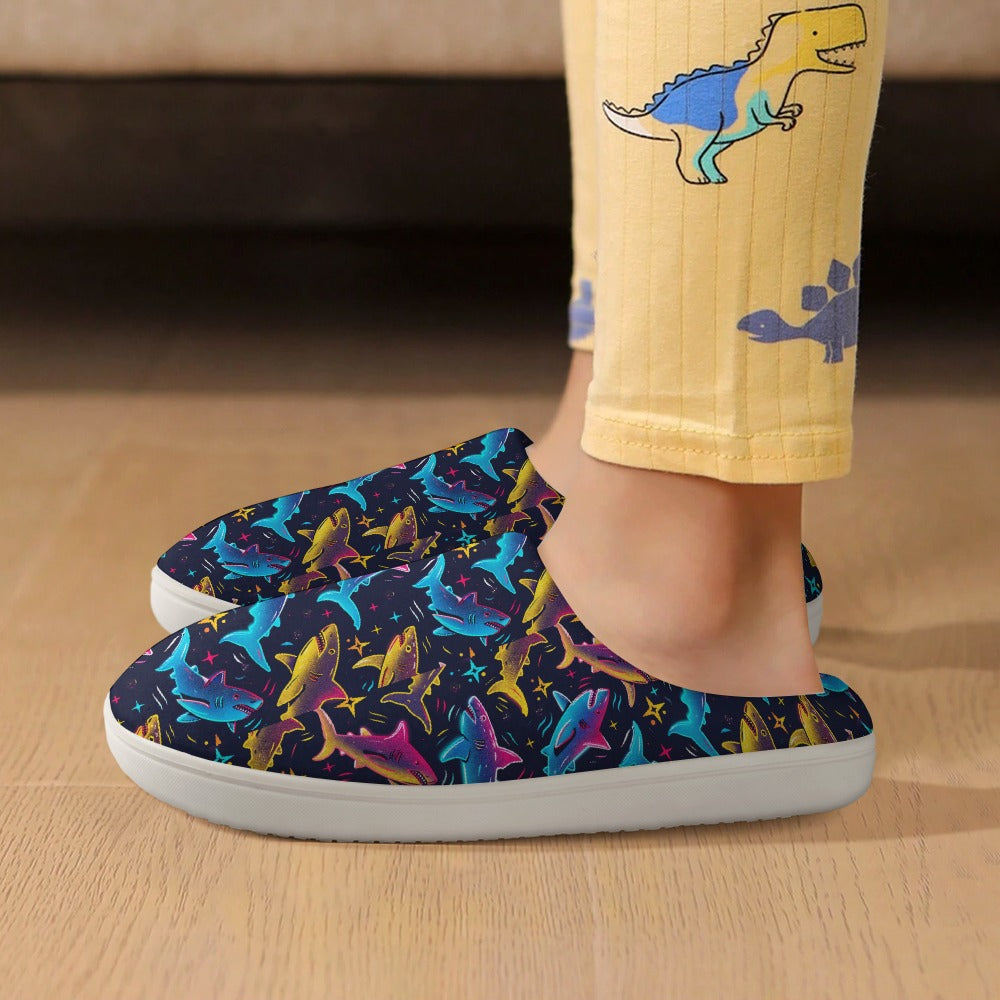 Sharks children's home cotton slippers Free Shipping