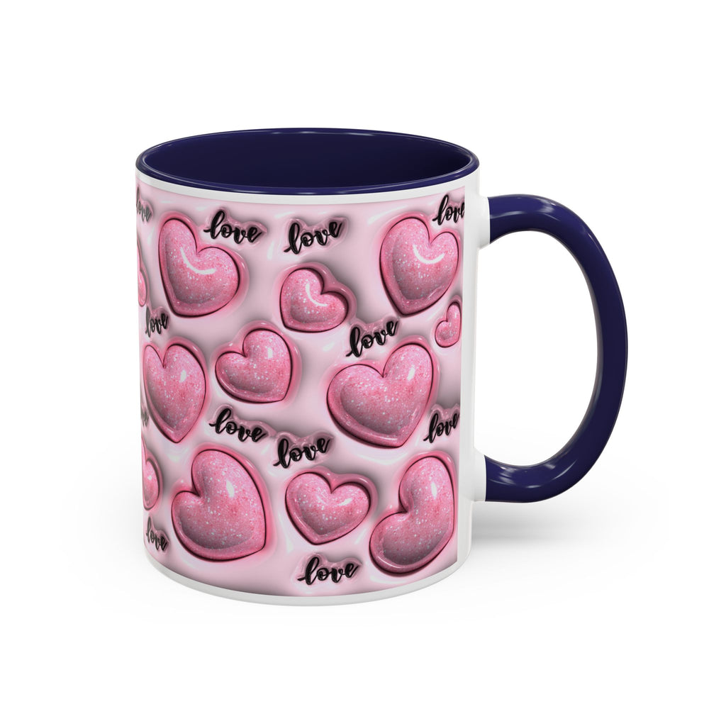 Pink Heart Pattern love Mug | Accent Coffee Mug 11oz 15oz