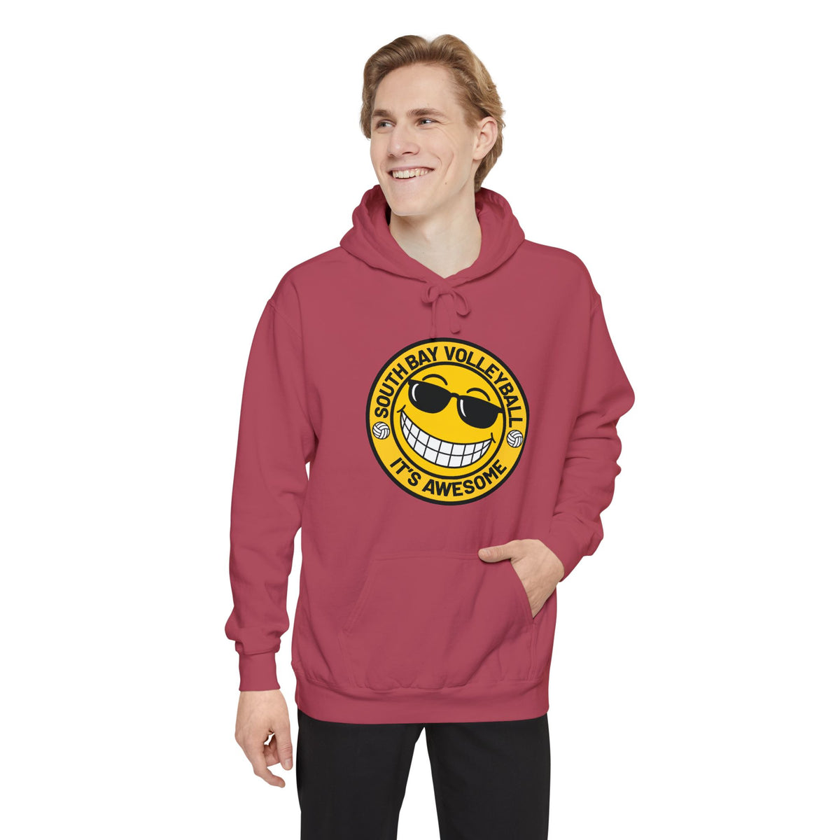 Volleyball Smiley Hoodie — "South Bay Volleyball It's Awesome" Crewneck
