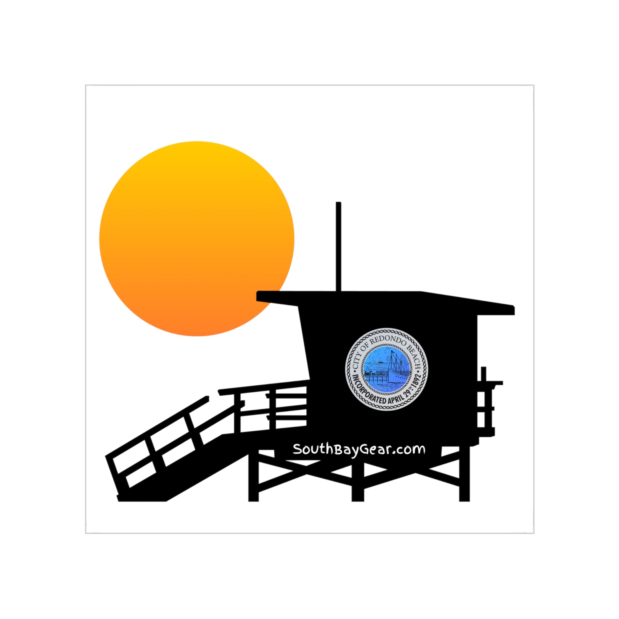 Redondo Beach California Transparent Outdoor Stickers, Square, 1pc