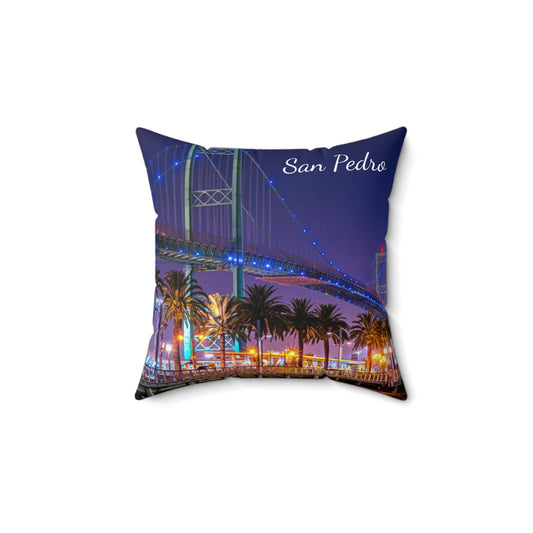 Vincent Thomas Bridge San Pedro California - Spun Polyester Square Pillow