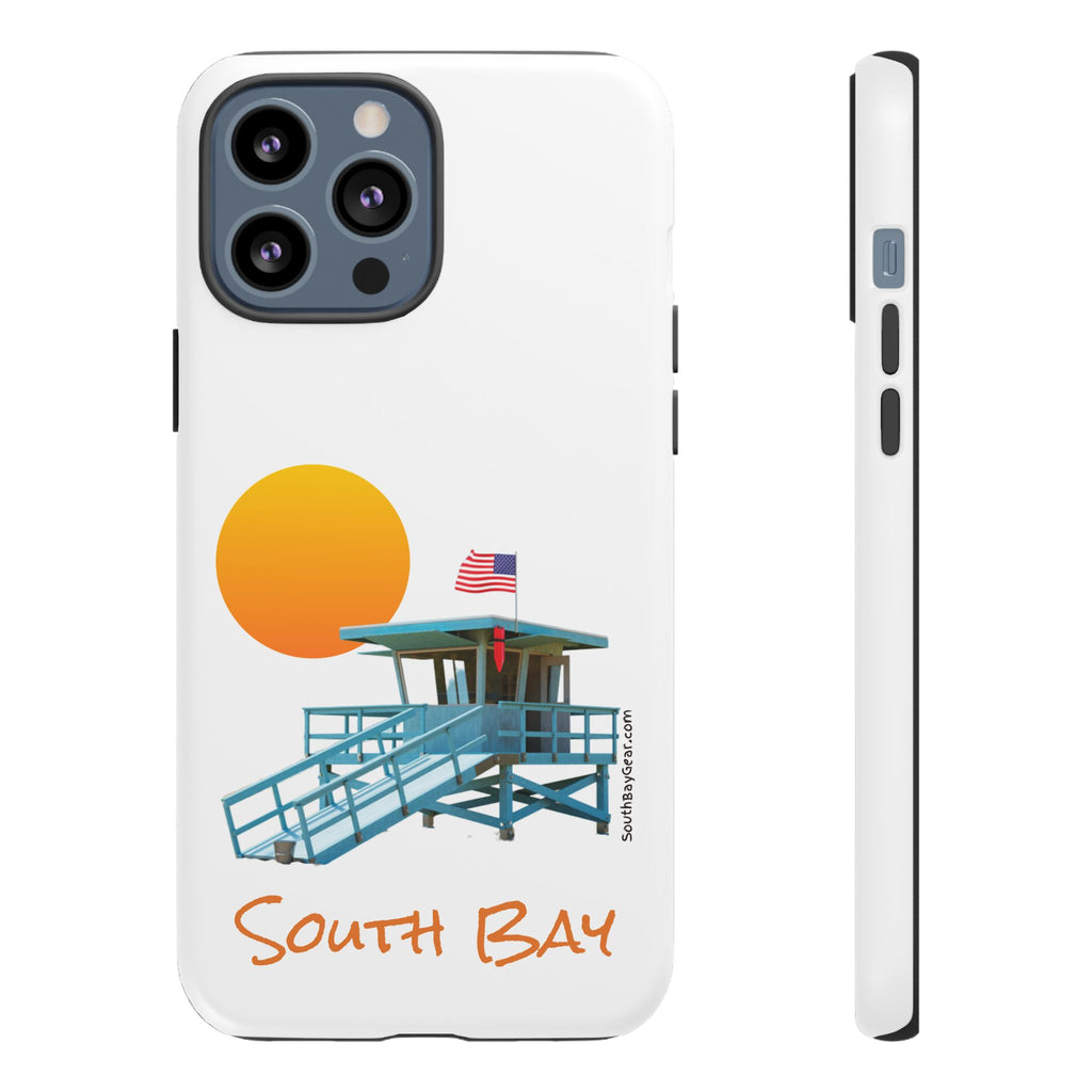 South Bay Lifeguard Stand with American Flag Tough Phone Cases