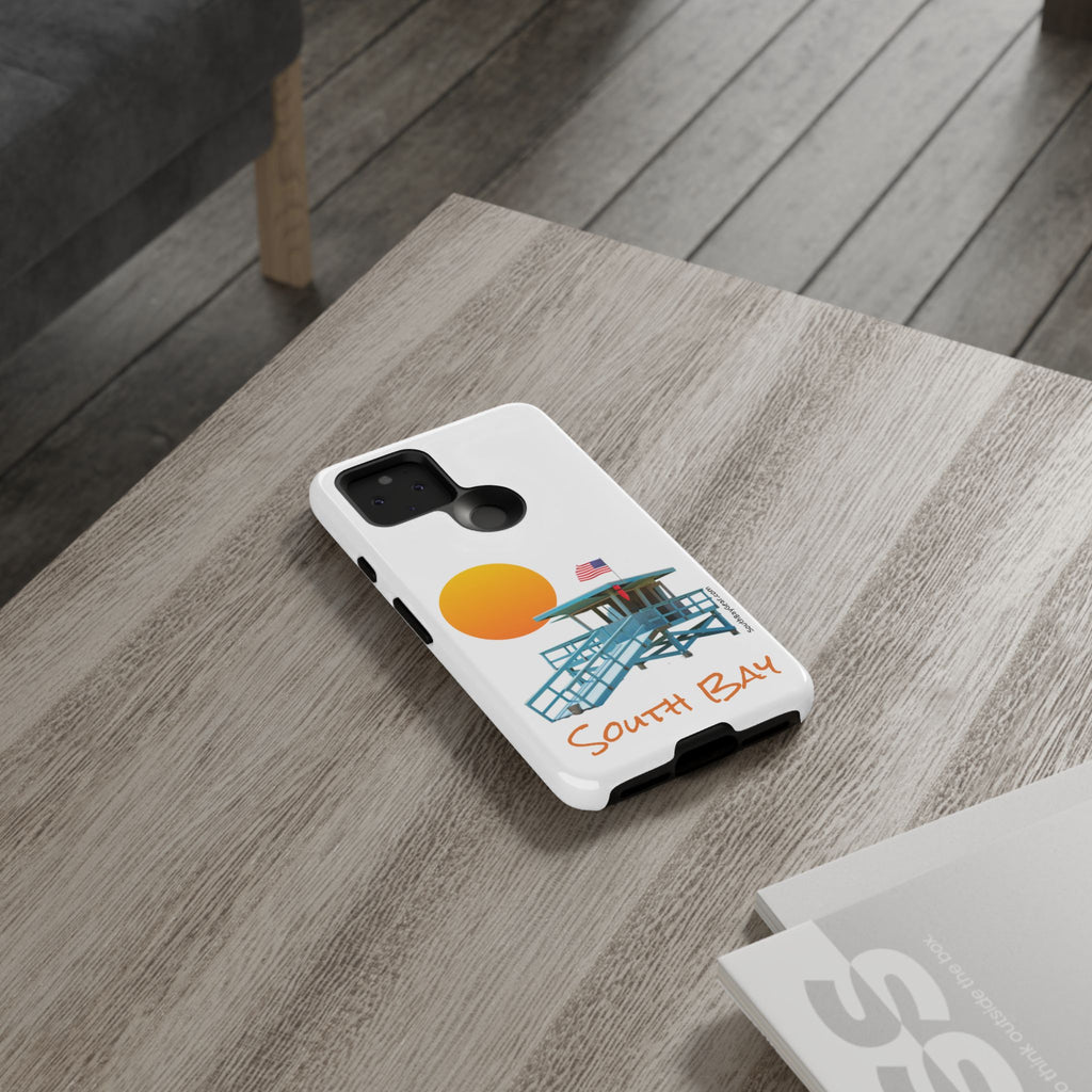 South Bay Lifeguard Stand with American Flag Tough Phone Cases
