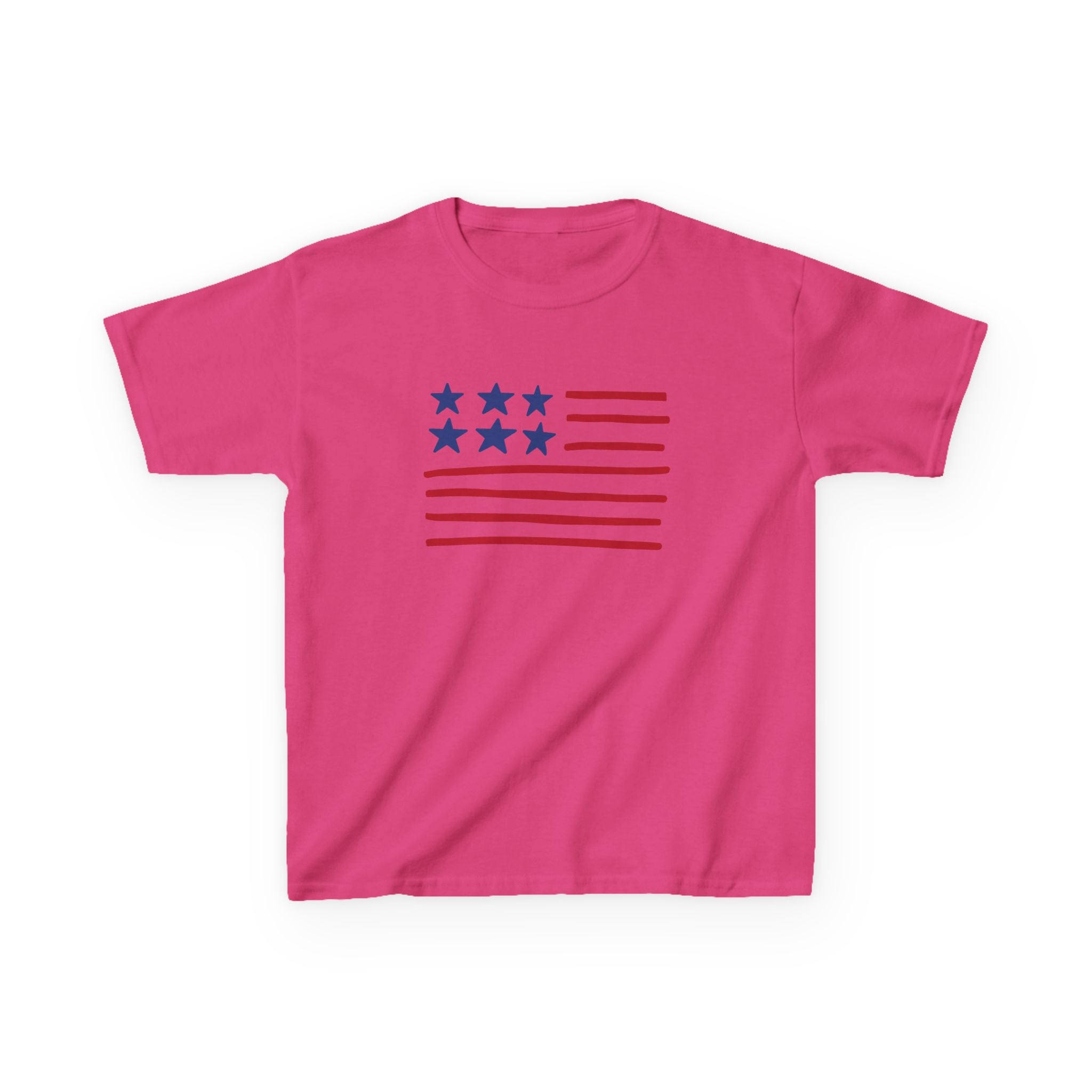 Stars and Stripes  Kids American Flag T-Shirt — Red & Blue Stars Stripe Patriotic Tee