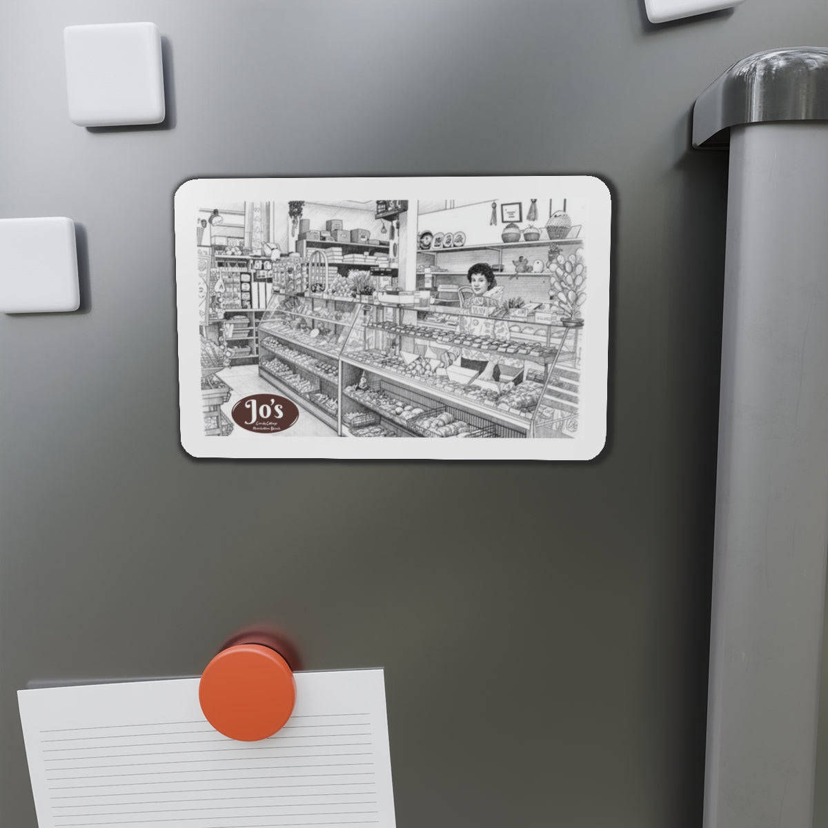 Vintage Candy Store Manhattan Beach Illustration Die-Cut Magnet | Jo's Candy Cottage  IYKYK