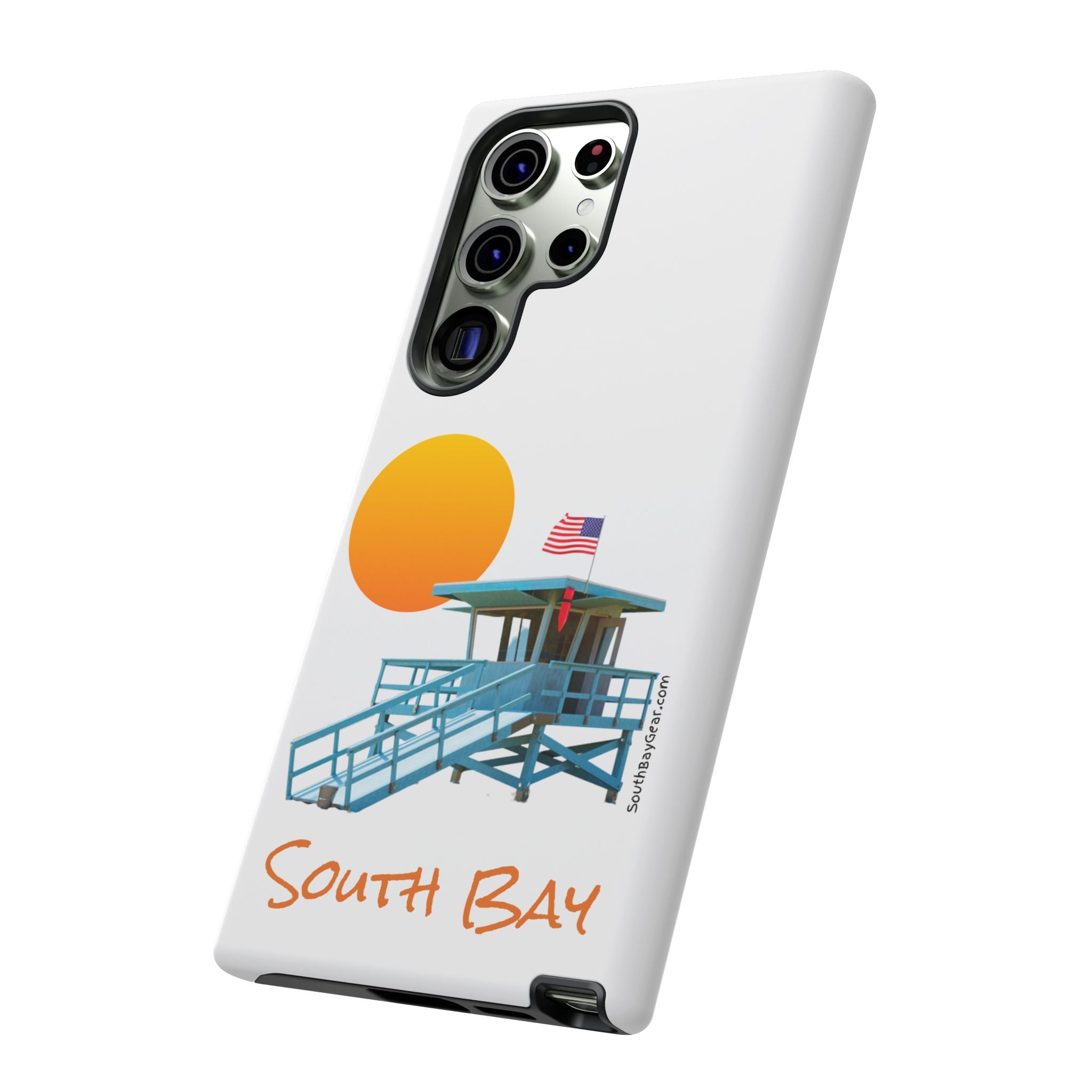 South Bay Lifeguard Stand with American Flag Tough Phone Cases