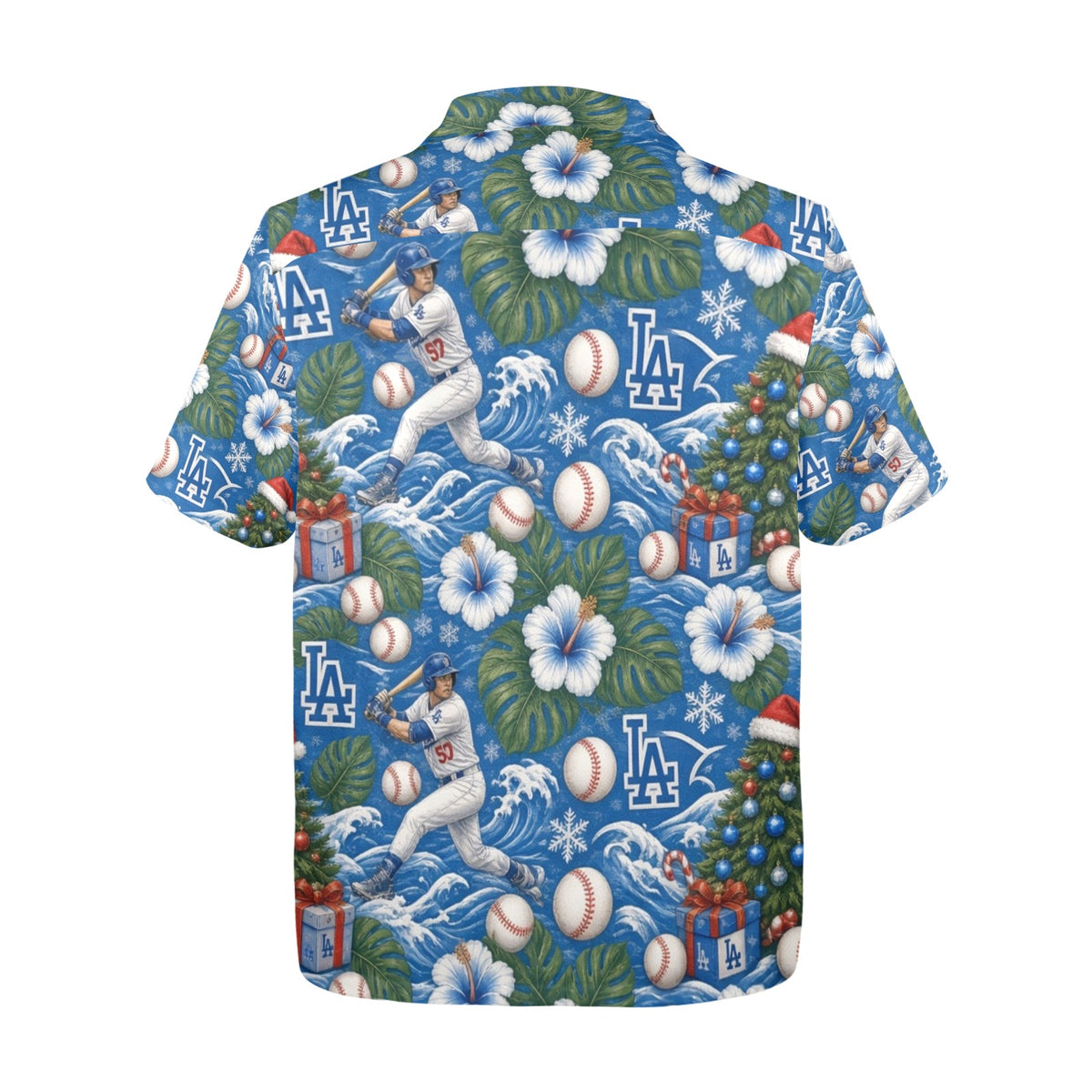 Dodgers Christmas Men's All Over Print Hawaiian Shirt Made In USA Ships to USA Only
