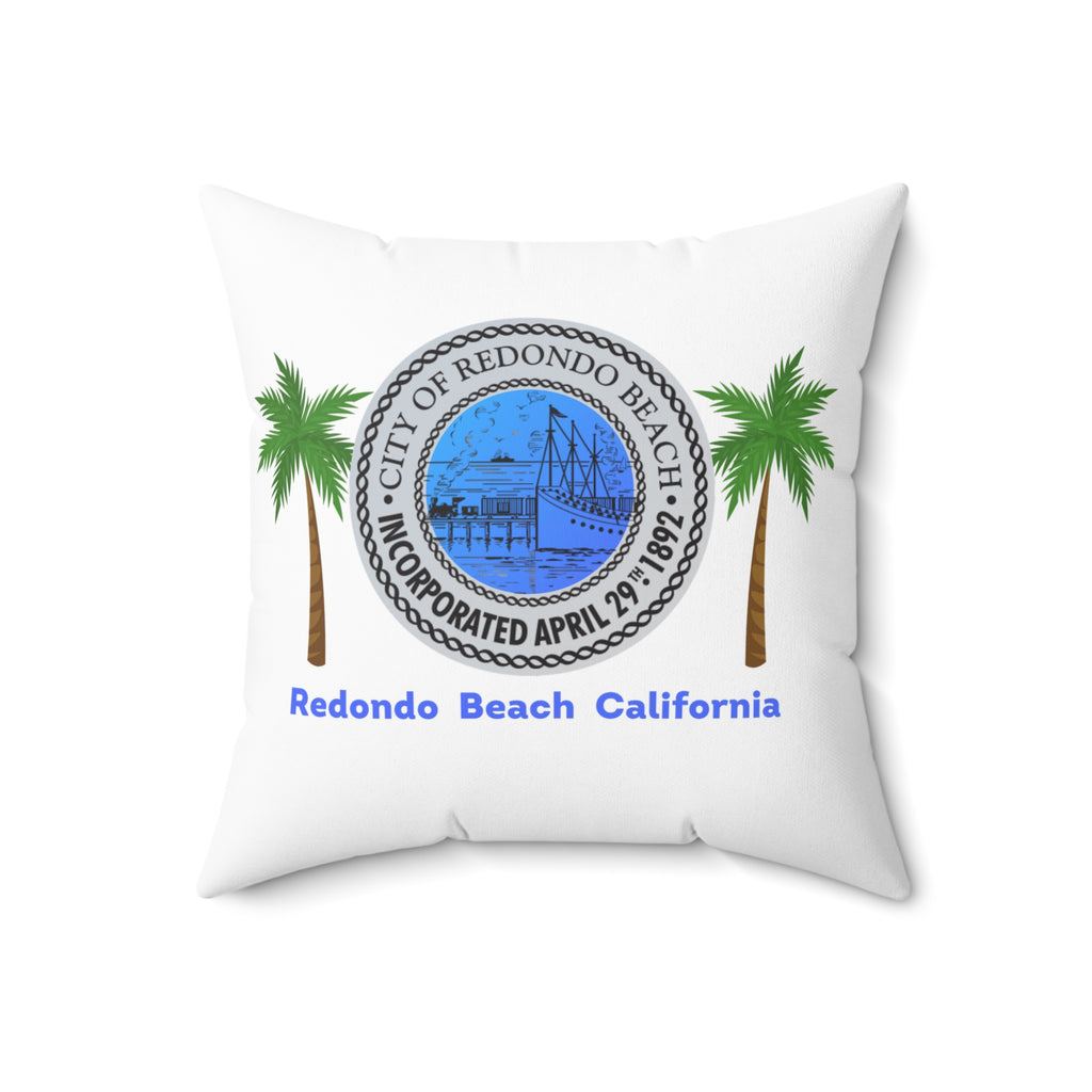 Redondo Beach California 90277 90278 MAP Spun Polyester Square Pillow